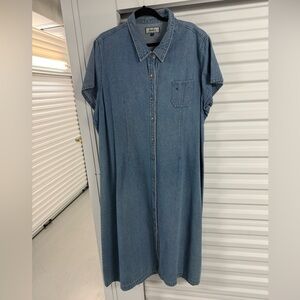 Vintage Casual Blue Denim Midi Dress with boho buttons size 3x